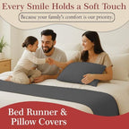 100% Egyptian Cotton Bed Runner Grey Solid Queen Size (88x20) 1 Piece Decorative Bed Scarf for Bedroom Hotel Wedding Room