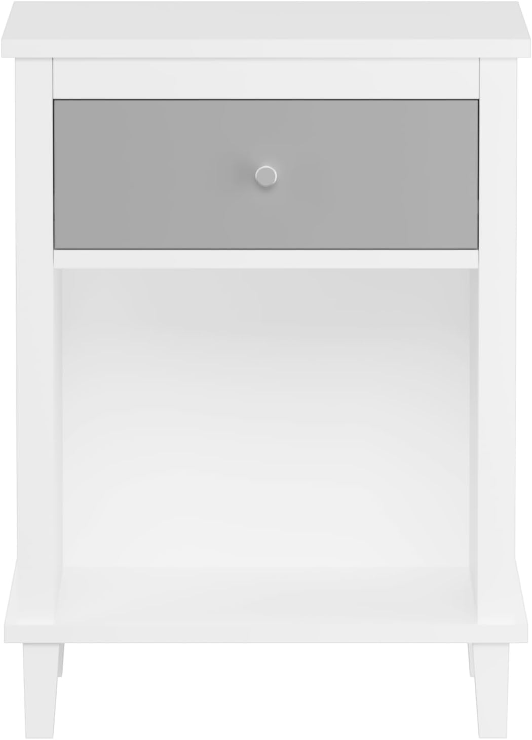 Kids Nightstand with One Drawer Modern Kids Bedside Table with Open Storage Shelf Wood End Side Table Toddler Nightstand for Bedroom Living Room (Grey)