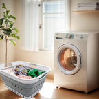 SAMMART 42L (11 gallon) Collapsible Plastic Laundry Basket - Foldable Pop Up Storage Container/Organizer - Space Saving Hamper/Basket (1, White/Grey)