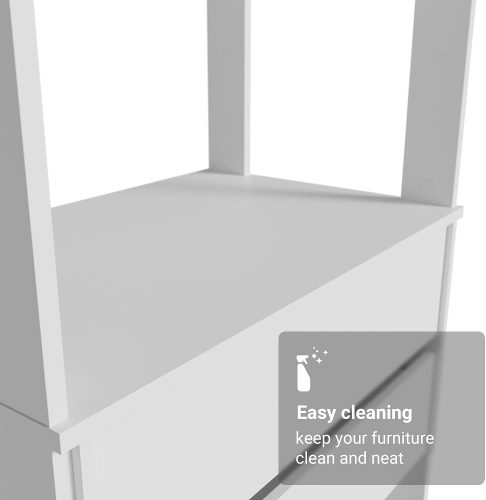 Madesa Kitchen Pantry Storage Rack 27" L with 2 Drawers and Open Shelves Multiuse Cabinet for Kitchen Organization - White