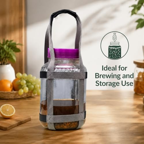 Glass Bottle Carrier Strap for 1.5-2.5 Gallon Bottles, Adjustable Carboy Carrying Harness, Dual Handle Lifter for Brewing, Fermentation and Storage Use, Carrier Strap Only, No Carboy