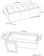 48"W Leather Storage Ottoman Bench with Trays, Upholstered, Footrest with Large Storage Space, Dark Brown Storage Chest with Wood Legs, Queen Size End of Bed Bench with Hidden Space for Blankets