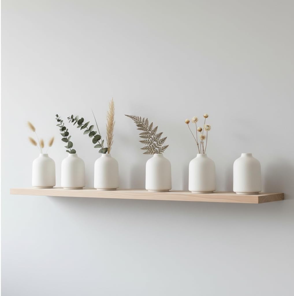 Carrot's Den - Set of 6 White Mini Ceramic Vases for Home Decor | Boho Bud Vases in Bulk for Dry Flowers + House Plants | Wedding, Home, Centerpiece, Modern, Japandi, Farmhouse, Minimalist