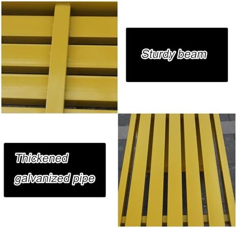 Weatherproof Backless Iron Park Bench for Kids, 39.4in Colorful Yellow Outdoor Seat for Garden, Playground Porch - Perfect Kindergarten Furniture