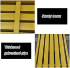 Weatherproof Backless Iron Park Bench for Kids, 39.4in Colorful Yellow Outdoor Seat for Garden, Playground Porch - Perfect Kindergarten Furniture