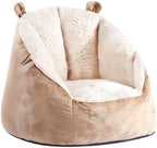 MOMCAYWEX Cute Soft Bean Bag Chair for Kids with Fluffy Bear Ears, Cozee Fluffy Lazy Chair for Up to 10 Years Old Girls and Boys