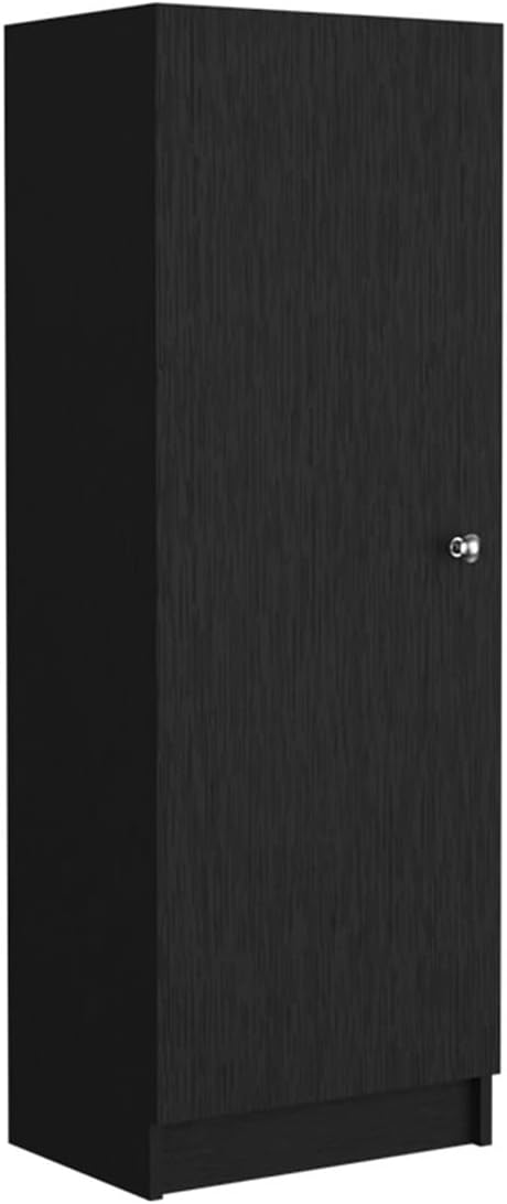 Kitchen Pantry 47" H, One Door Cabinet, Four Interior Shelves, Black ﻿,for Kitchen