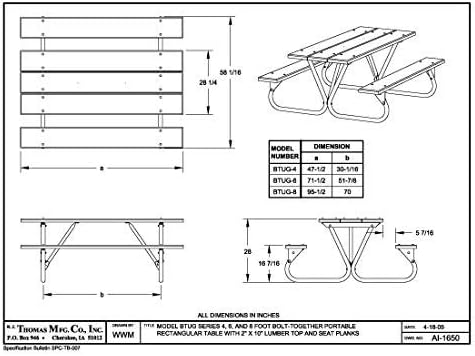 Pilot Rock Heavy Duty Steel Picnic Table Frames Model BTUG-FR - Made in The USA -