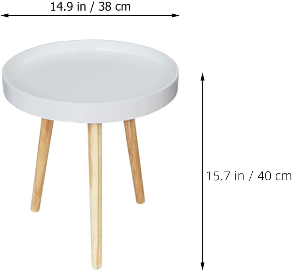 Veemoon Nordic Style Small Round Side Table White Mini Coffee Accent Table for Sofa and Bedside Indoor Balcony Use