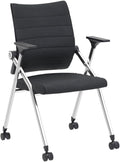Folding Ergonomic Office Chair with Wheels and Padded Leather Seat