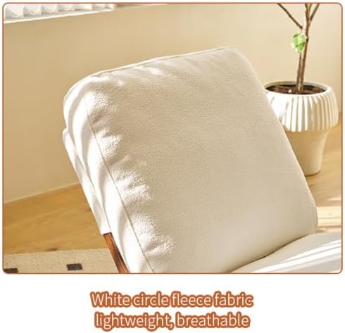 Modern Rocking Chair Recliner, Upholstered Glider Chair with Solid Wood Base and Soft Cushion, Mid-Century Accent Rocking Chairs for Living Room, Bedroom, Nursery (White)