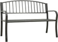Outdoor Garden Bench 3 Seater Metal Park Bench for Patio Porch Backyard 49.2 Inch Rectangular Contemporary Steel Bench Seat Gray