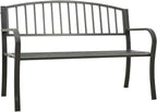 Outdoor Garden Bench 3 Seater Metal Park Bench for Patio Porch Backyard 49.2 Inch Rectangular Contemporary Steel Bench Seat Gray