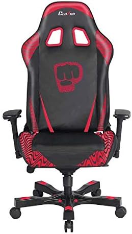 Clutch Chairz Throttle Series Pewdiepie Edition Gaming Chair - Premium Ergonomic Design, Lumbar and Head Support Pillows - Black/Red