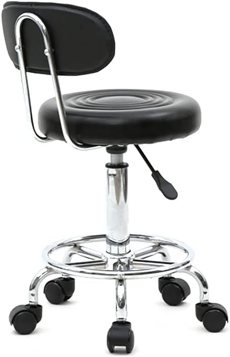 Vasitelan PU Leather Modern Rolling Stool with Low Back Height Adjustable Work Salon Drafting Swivel Task Chair with Footrest