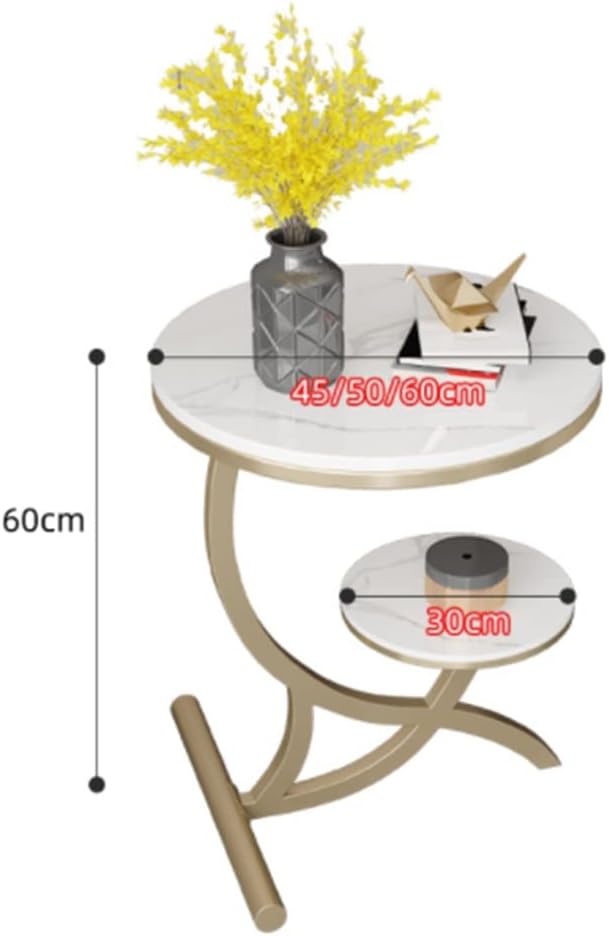 Rock Slab Side Table Fashion Round Living Room Small Coffee Balcony Sofa Corner(Gray,60 * 50cm)