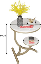 Rock Slab Side Table Fashion Round Living Room Small Coffee Balcony Sofa Corner(Gray,60 * 50cm)