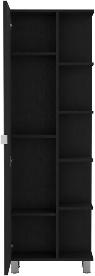 Modern Single Door Cabinet, Storage Cabinet with Five External Shelves and Four Interior Shelves,for Kitchen Home