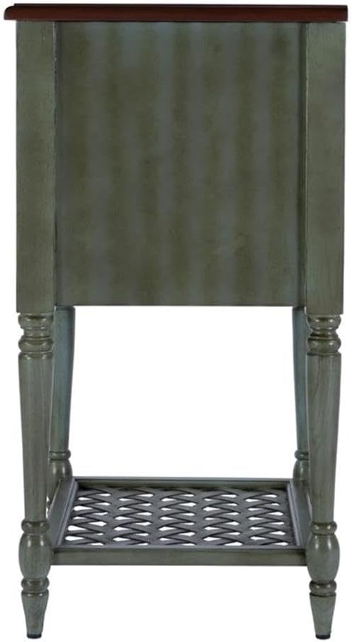 Pemberly Row Set of 2 Contemporary Rustic Wood End Tables in Green