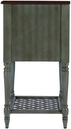 Pemberly Row Set of 2 Contemporary Rustic Wood End Tables in Green