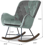 Rocking Chair, Mid Century Modern Upholstered Accent Glider with Plush Cushion for Nursery Living, Dark Grey