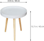 Homoyoyo Nordic Style Small Round Side Table White Mini Sofa End Table for Living Room and Bedroom