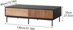 Industrial Style 130x40x70cm Vintage Solid Wood Drawer Center Table, Home Living Room Storage Stand for Balcony, Lounge, Reception for Living Room Bedroom Balcony Yard