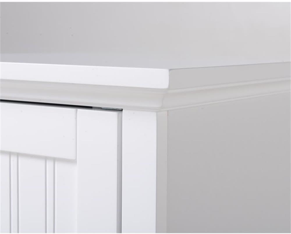 Pemberly Row 48" Tall 1-Door Kitchen Storage Pantry, Wood Construction, White Finish, 15" W x 15" D, Adjustable Shelves, Compact Design, Raised Panel Door, Brushed Aluminum Hardware