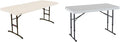 Lifetime 6-Foot Nesting Table and 4-Foot Utility Table Bundle, Commercial Height Adjustable Almond and White Granite