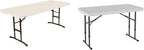 Lifetime 6-Foot Nesting Table and 4-Foot Utility Table Bundle, Commercial Height Adjustable Almond and White Granite