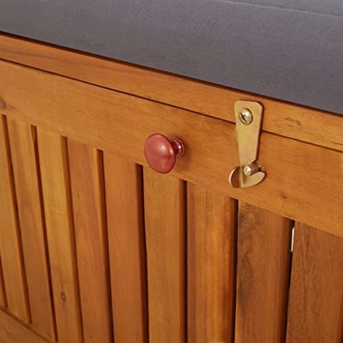 67 Inch Outdoor Storage Bench, Solid Acacia Wood Garden Bench with Thick Cushion, 3-Seater Patio Seating for Terrace and Backyard, Large Rectangular Wooden Chest