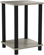 FURINNO Stylish End Table, French Oak Grey/Black,2-Pack (2-99800GYW)
