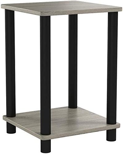 FURINNO Stylish End Table, French Oak Grey/Black,2-Pack (2-99800GYW)
