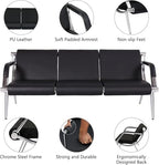 Kinfant Waiting Room Chair- Office Reception Furniture with Armrest and PU Leather Cushion, Office Guest Chair for Waiting Room Airport Hospital Bank Lobby, Black (2-seat*3)