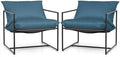 2 Pack Outdoor Leisure Chairs with Sling Seat & Soft Cushions, Rustproof Metal Frame 330 LBS Capacity