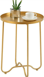 Nordic Iron Small Coffee Table Foldable Gold Color Simple Sofa Side Living Room Balcony Garden