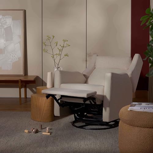 Babyletto Kiwi Plus Power Recliner and Swivel Glider with Power Headrest and USB Port in Performance Beach Eco-Weave, Water Repellent & Stain Resistant, Greenguard Gold and CertiPUR-US Certified