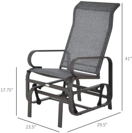 Single Rocking Chair with Gliding Recliner, Upholstered Nursery Rocker for Bedroom Living Room, Comfy Grey Accent Armchair