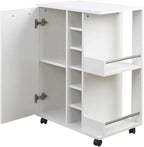 BAKAJI Corner Bar Cabinet with Metal Door and Handle 2 Side Shelves (White)