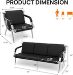 wonline 5 Seat Waiting Room Chair with Armrest PU Leather Office Furniture, Office Guest Seating Lobby Conference Reception Chairs for Airport Clinic Hospital Bank Salon Barber(Black)