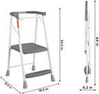 COSCO 2-Step Kitchen Stepper™ Folding Step Stool, Safety Kit Series, Ages 4+, Grey