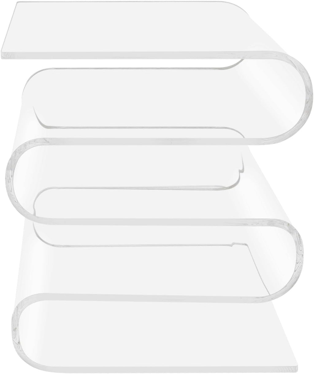 S Shape Side Table, Acrylic End Table, Modern Side Table for Living Room, Bedroom, Transparent Coffee Table, Nightstand for Small Spaces, Apartments, Dorms (Clear)