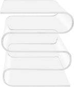 S Shape Side Table, Acrylic End Table, Modern Side Table for Living Room, Bedroom, Transparent Coffee Table, Nightstand for Small Spaces, Apartments, Dorms (Clear)