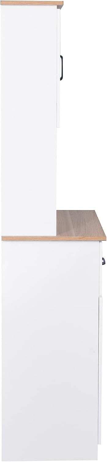 Modern Kitchen Cabinet with Hutch,Freestanding Kitchen Pantry Organizer with Microwave Stand, Wooden Buffet Cabinet for Dining Room
