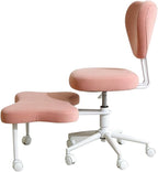 Cross Legged Office Chair, Velvet Ergonomic Criss Cross Chair with Wheels with Adjustable Height and Back Support for Yoga & ADHD, Wide Kneeling Chair, Home and Office,Yoga Chair, Pink