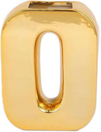 Efavormart 6" Shiny Gold Plated Ceramic Letter O Sculpture Flower Vase, Bud Planter Pot Table Centerpiece