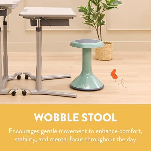 Wobble Sensory Stool, 18in Seat Height, Active Seating Chair for Students, Flexible Classroom Seating, Seafoam