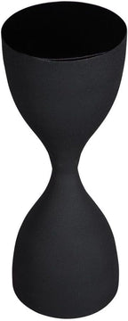Hourglass Accent Table, Sandpaper Black Iron Base with High Gloss Black Top End Table, Modern Contemporary Side Table Decorative Furniture