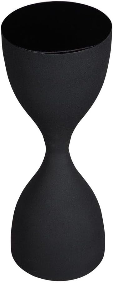 Hourglass Accent Table, Sandpaper Black Iron Base with High Gloss Black Top End Table, Modern Contemporary Side Table Decorative Furniture