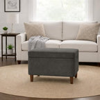 Spatial Order Home Decor | Dinah Collection Modern Storage Ottoman | Ottoman with Storage for Living Room & Bedroom (Cool Light Gray)